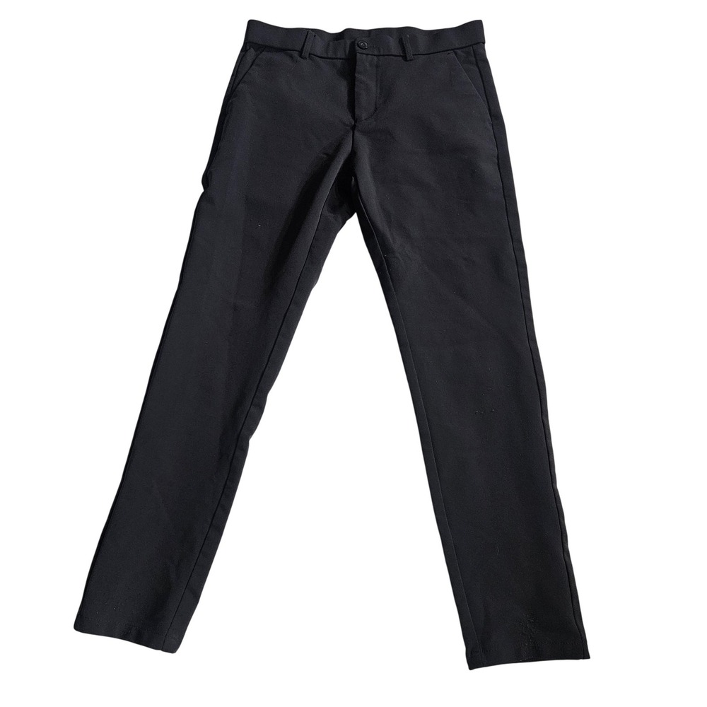 Plaid&Plain Pants Mens 32x30‎ Black Slim Fit Stretch Chino Tapered Leg Casual